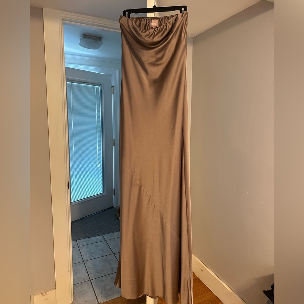 Show Me Your MuMu Taylor Tube Maxi Dress Dune Luxe Satin